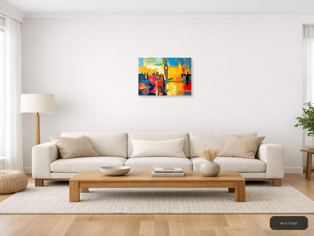 Abstract London Big Ben Cityscape Colorful Wall Art — A4 / Living Room