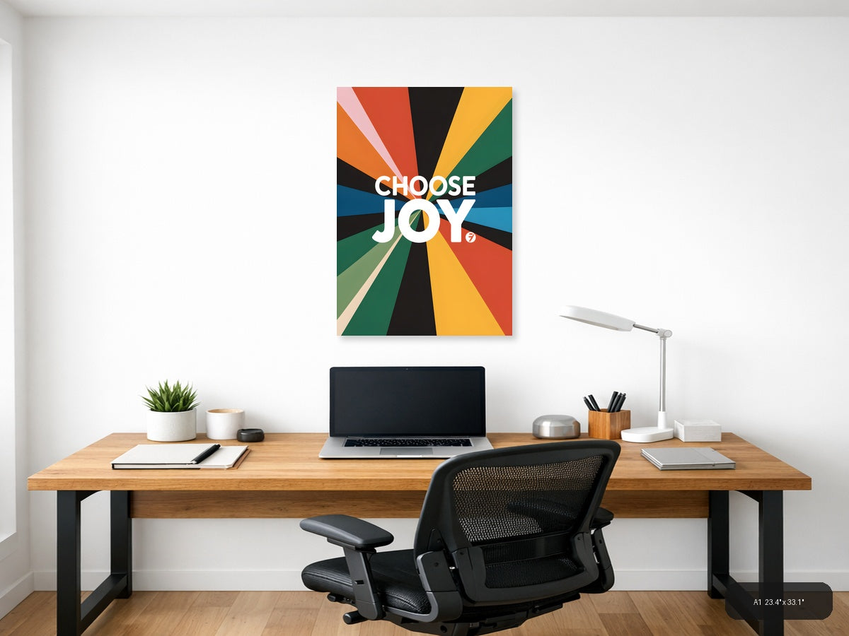 Choose Joy Colorful Radial Sunburst Photography Wall Art — A1 / Office