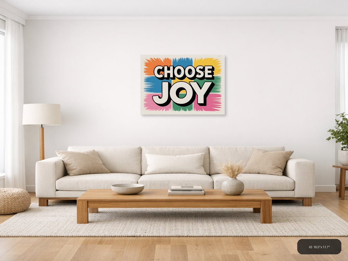 Choose Joy Abstract Colorblock Canvas Wall Art — A3 / Living Room