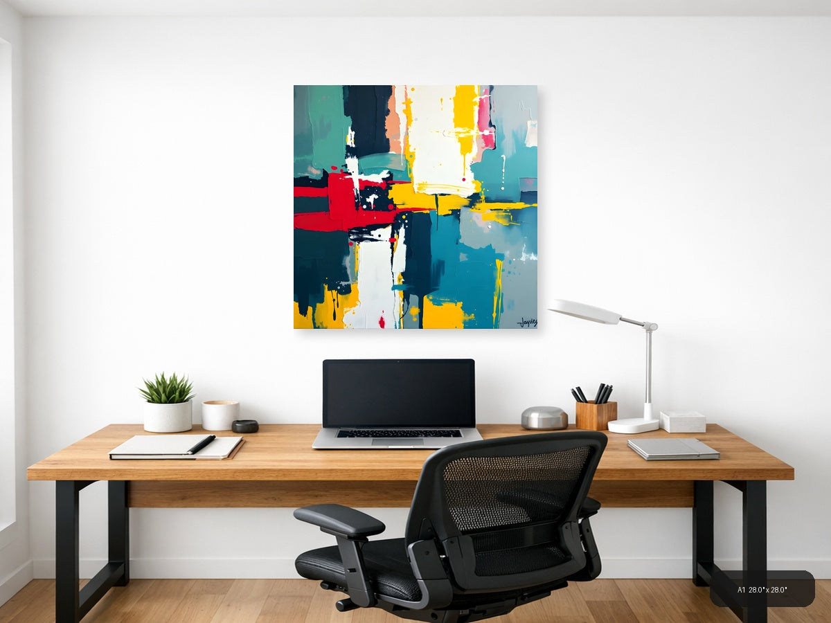 Vibrant Abstract Geometric Composition Modern Wall Art — A1 / Office