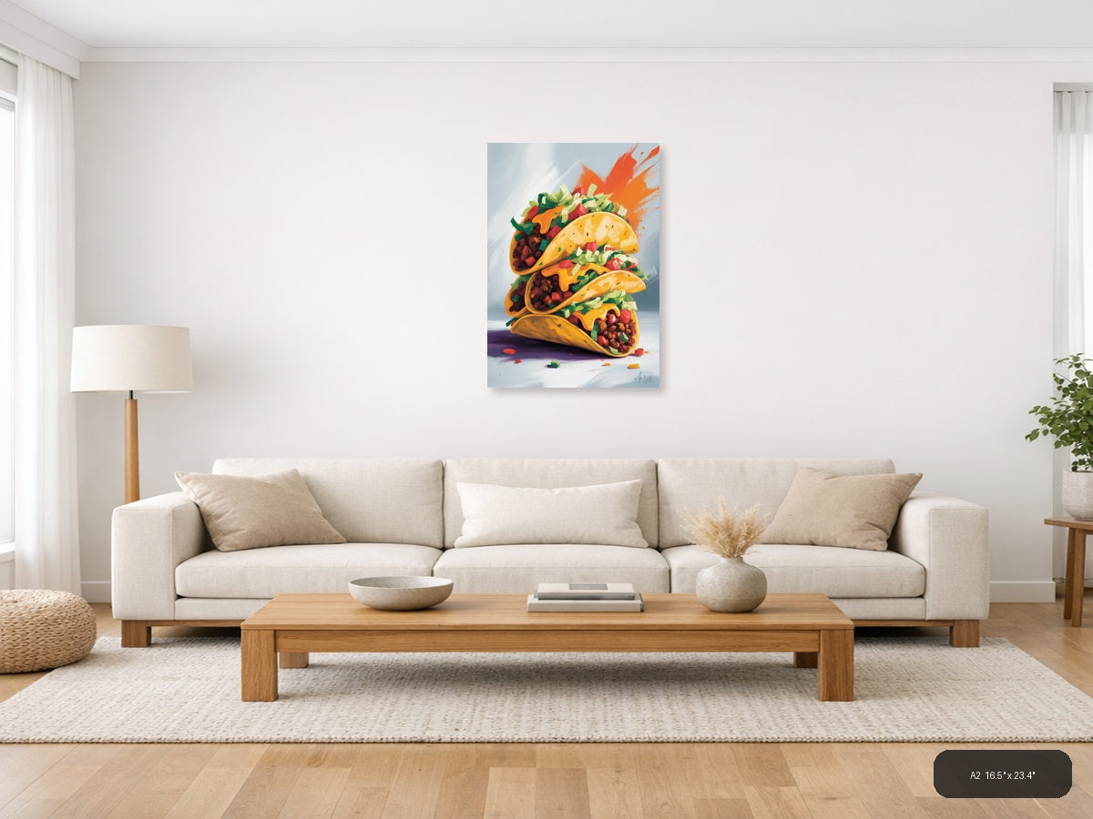 Tacos — Abstract (Portrait) Canvas Print | Abstract Wall Art | A4 A3 A2 A1 — A2 / Living Room
