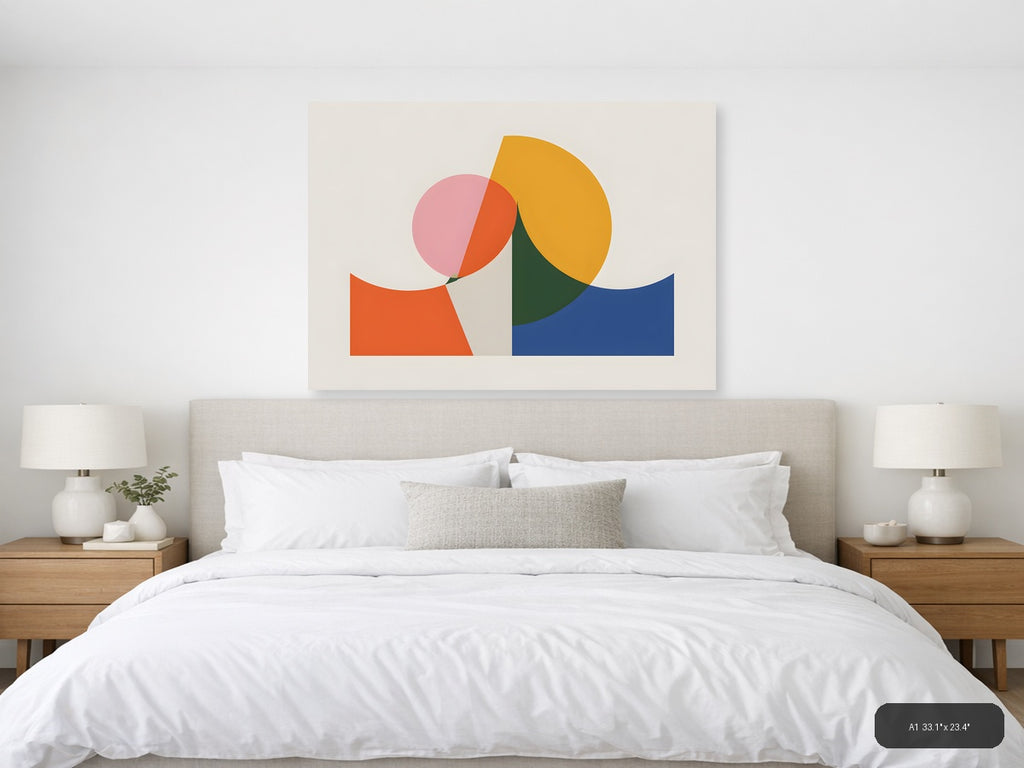 Minimalist Geometric Shapes Abstract Landscape Wall Art — A1 / Bedroom