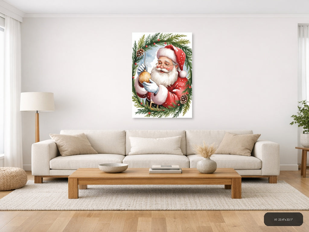 Santa Claus Christmas Watercolor Portrait Wall Art — A1 / Living Room