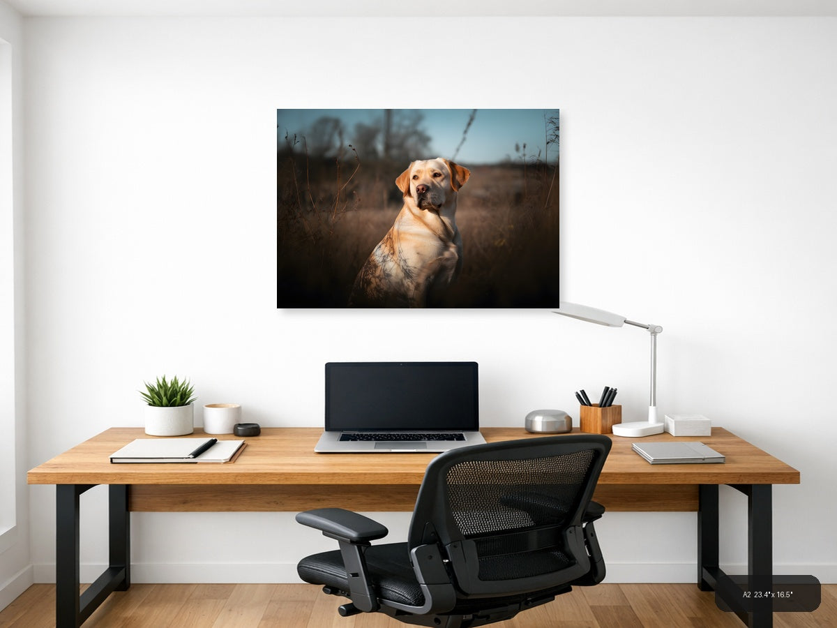 Golden Labrador in Field at Sunset - Photography Wall Art — A2 / Office