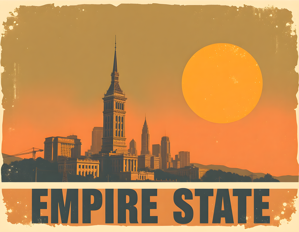 Empire State Building Sunset Vintage Wall Art