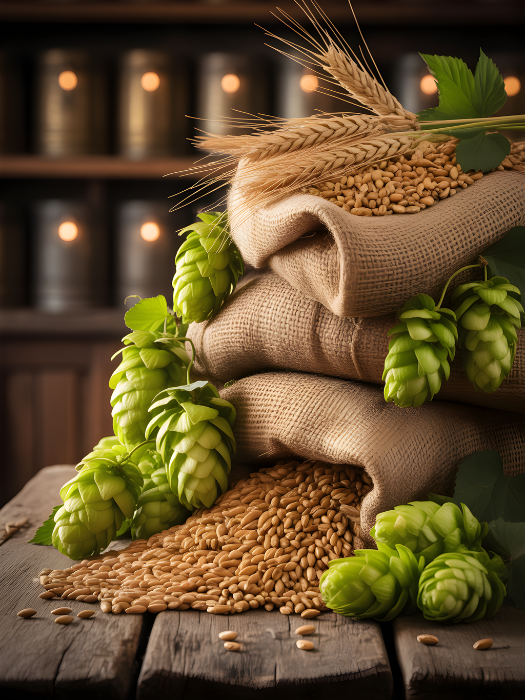 Vintage Brewery Barley Hops Canvas Wall Art