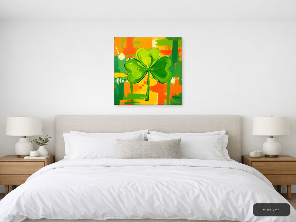 Abstract Green Shamrock St Patrick's Day Wall Art — A2 / Bedroom