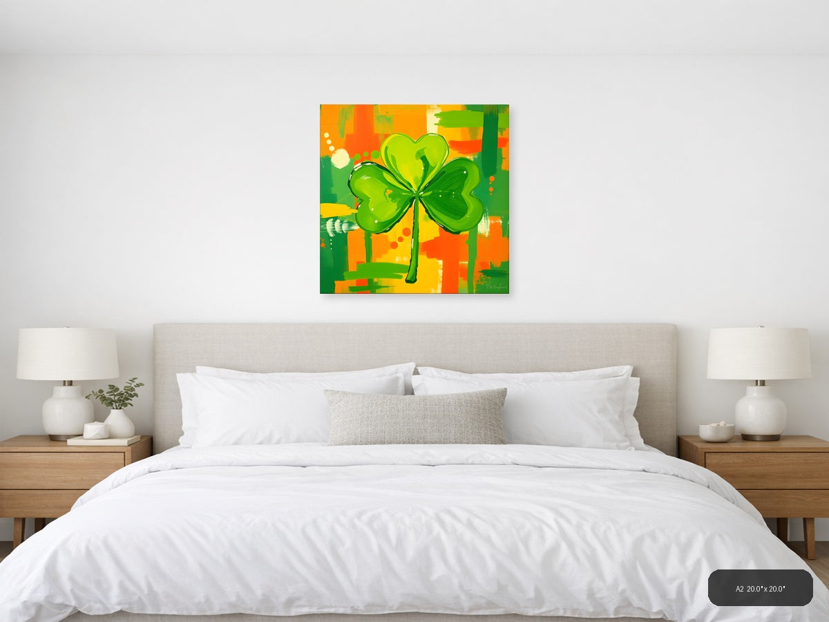 Abstract Green Shamrock St Patrick's Day Wall Art — A2 / Bedroom