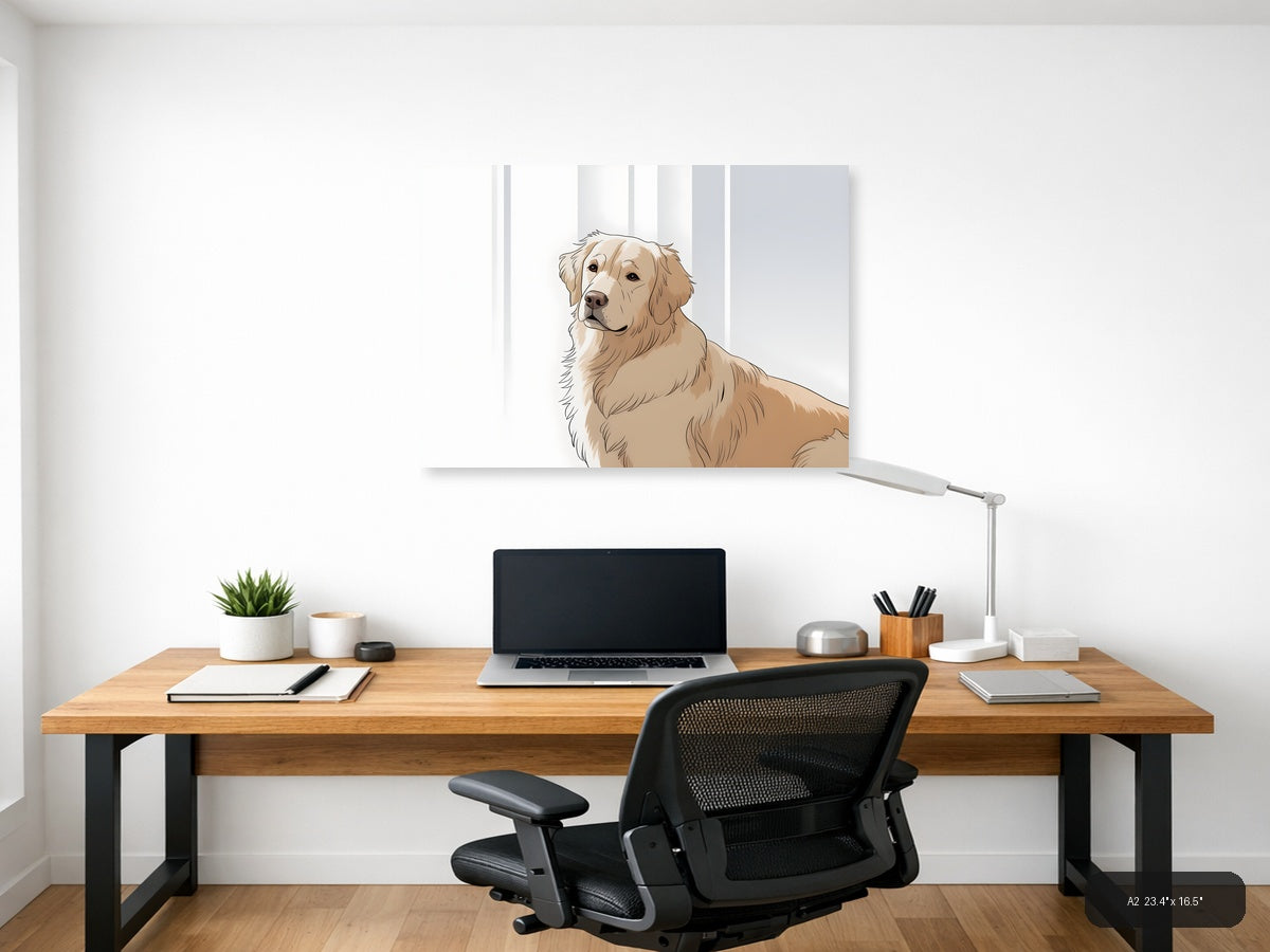 Golden Retriever Portrait Minimalist Wall Art — A2 / Office