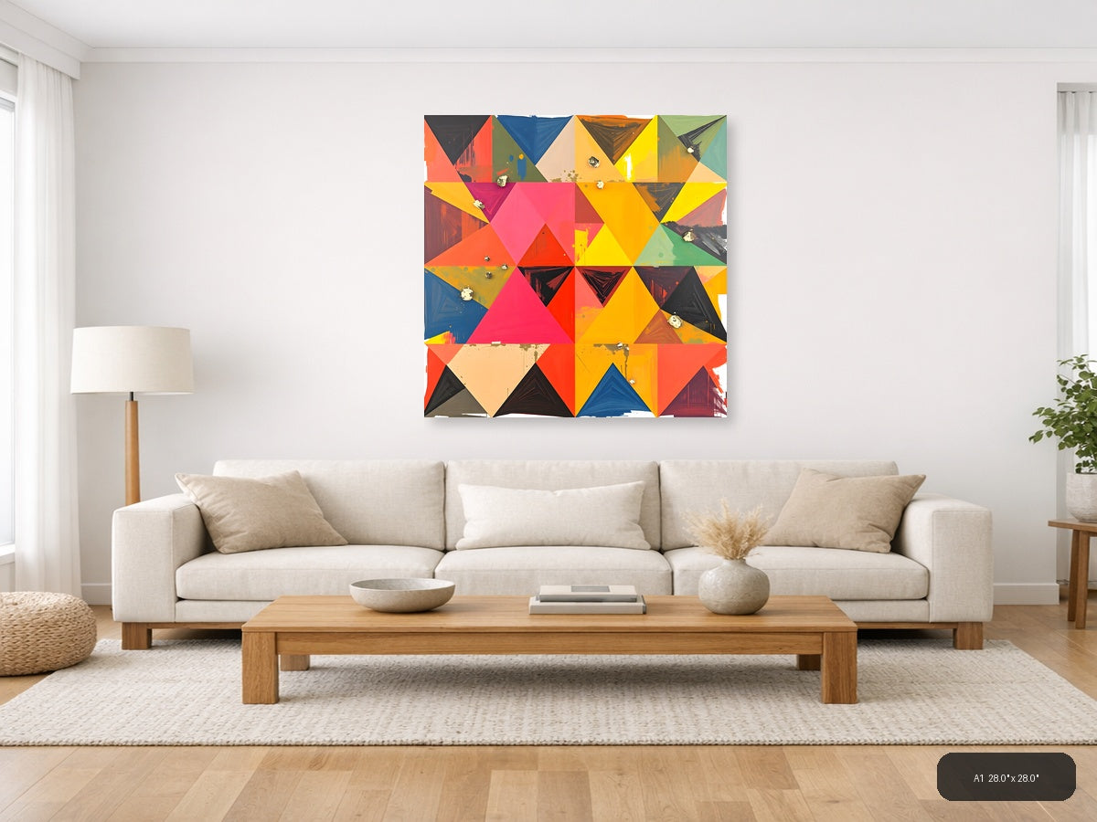 Vibrant Geometric Triangle Abstract Colorful Wall Art — A1 / Living Room