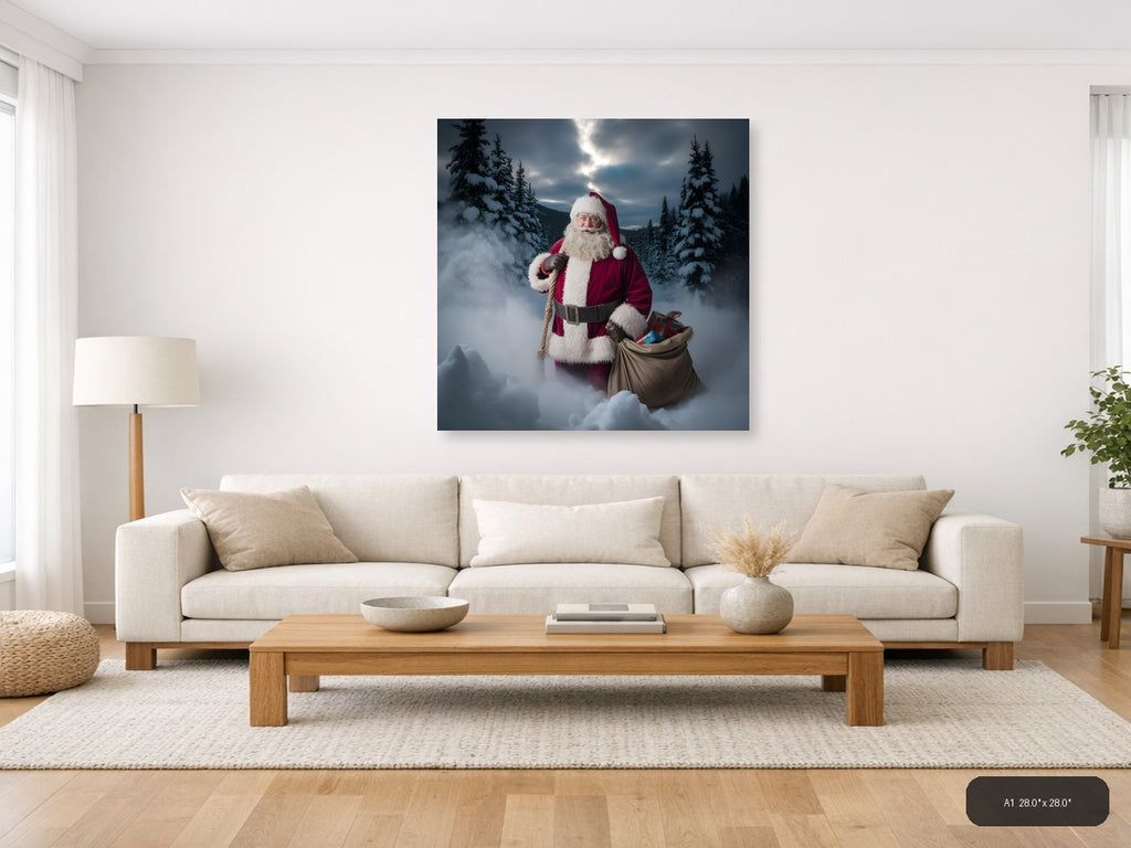 Santa Claus Winter Forest Snow Photography Wall Art — A1 / Living Room