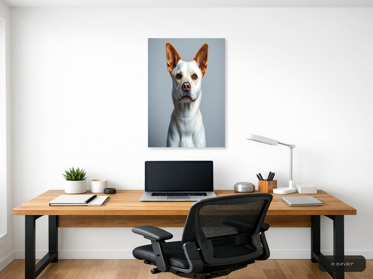 White & Brown Chihuahua Portrait Photography Wall Art — A1 / Office