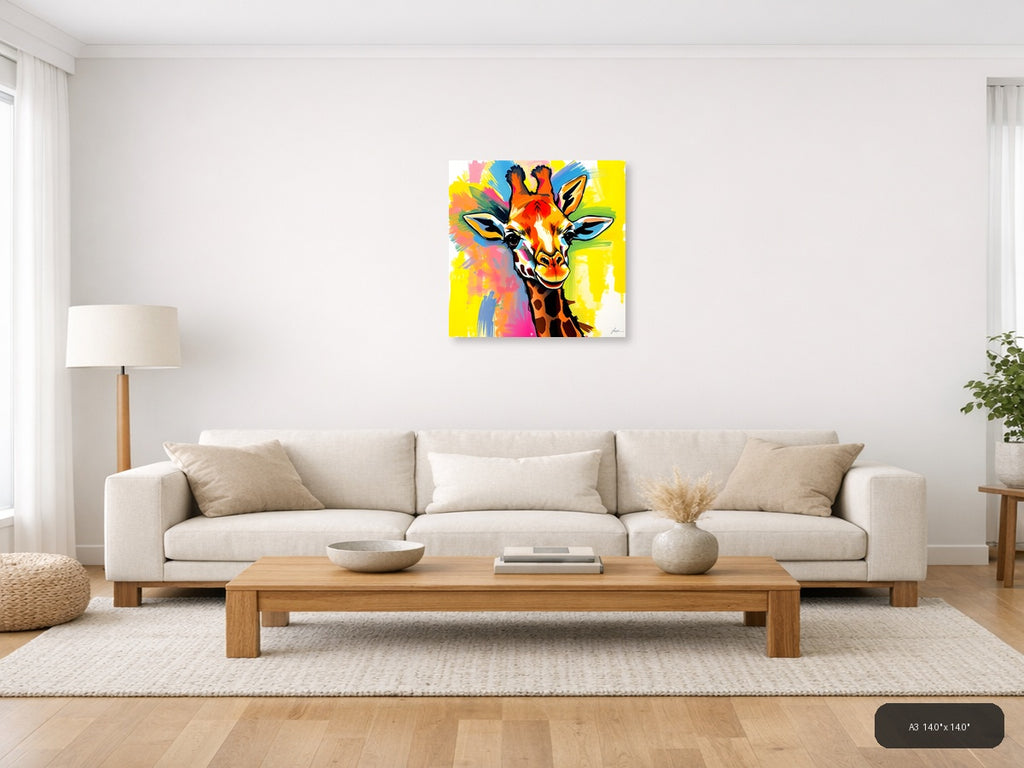Colorful Abstract Giraffe Pop Art Wall Art — A3 / Living Room