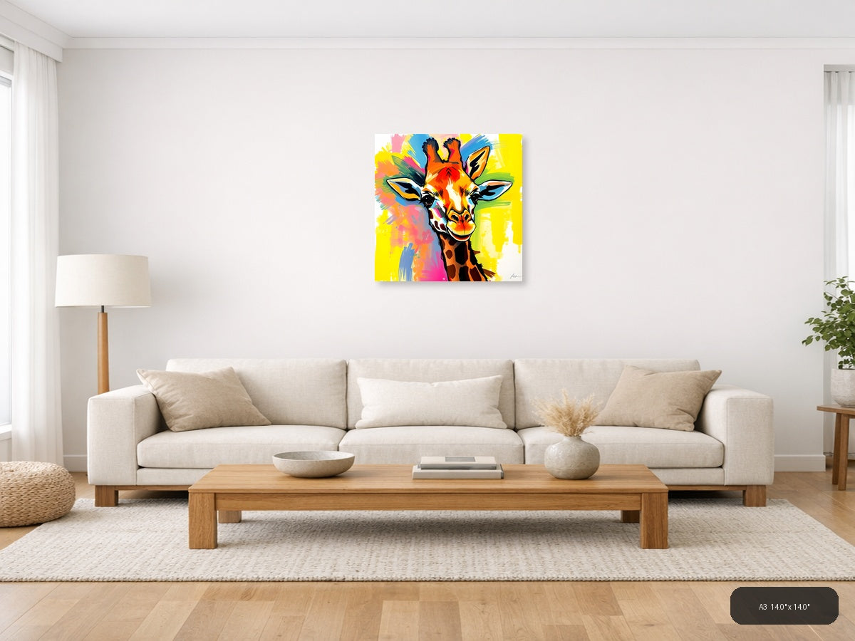 Colorful Abstract Giraffe Pop Art Wall Art — A3 / Living Room