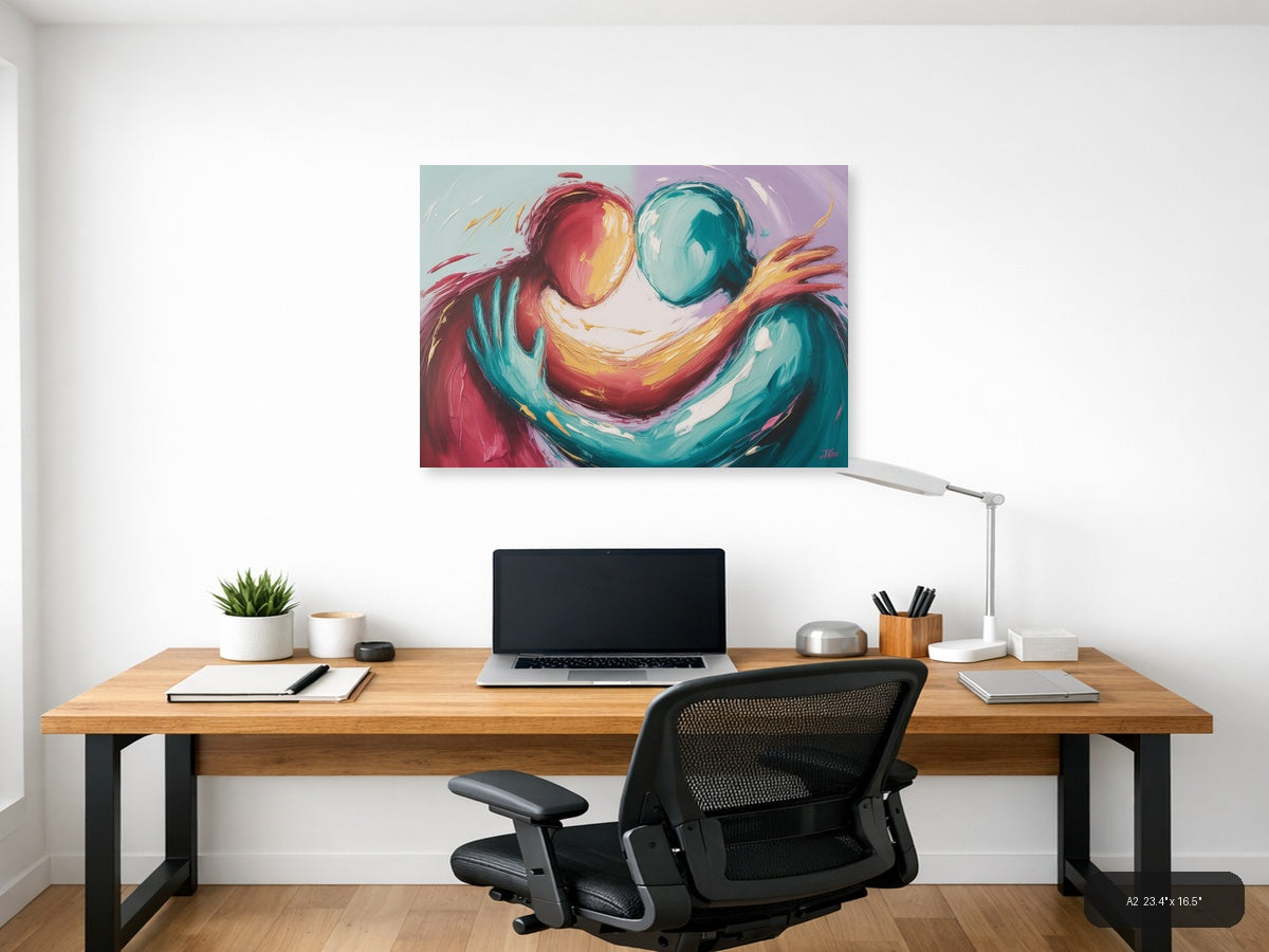 Abstract Colorful Figures Embracing Modern Wall Art — A2 / Office