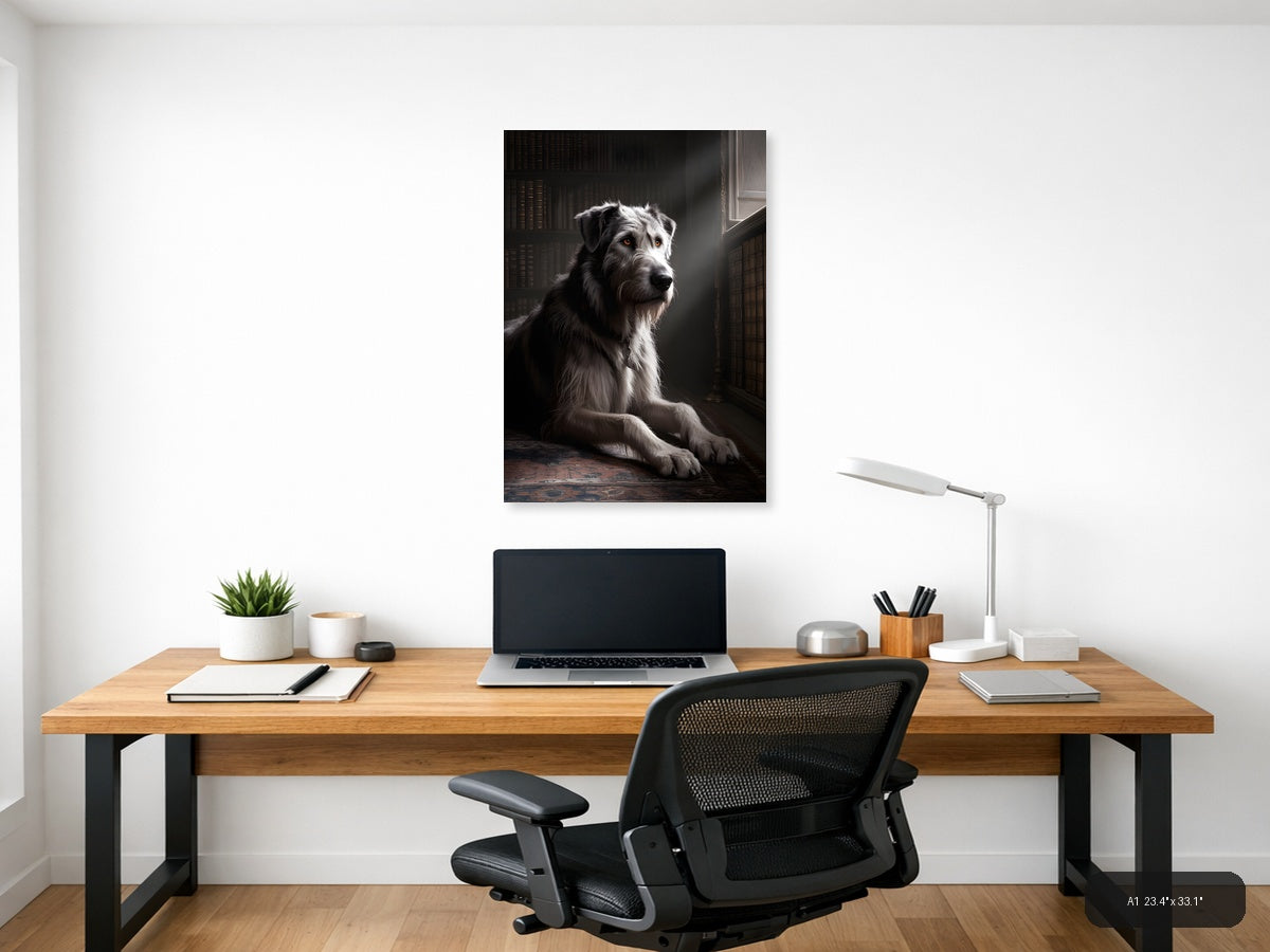 Dignified Dog Portrait in Library - Photography Wall Art — A1 / Office