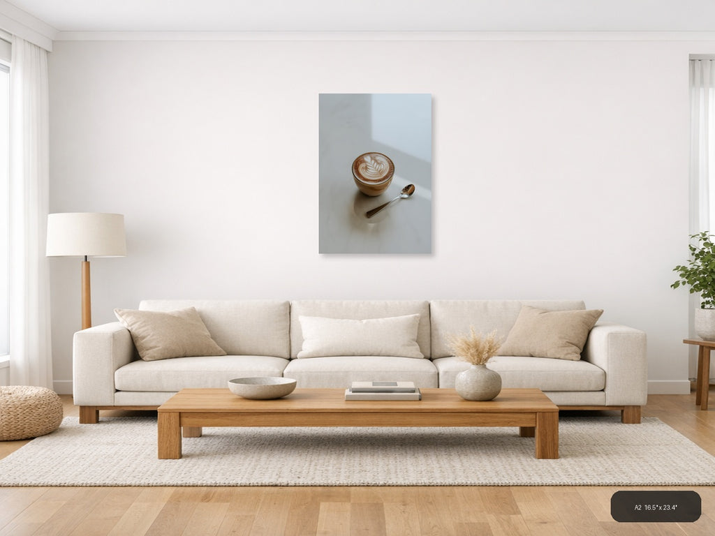 Minimalist Coffee Latte Art Wall Art — A2 / Living Room