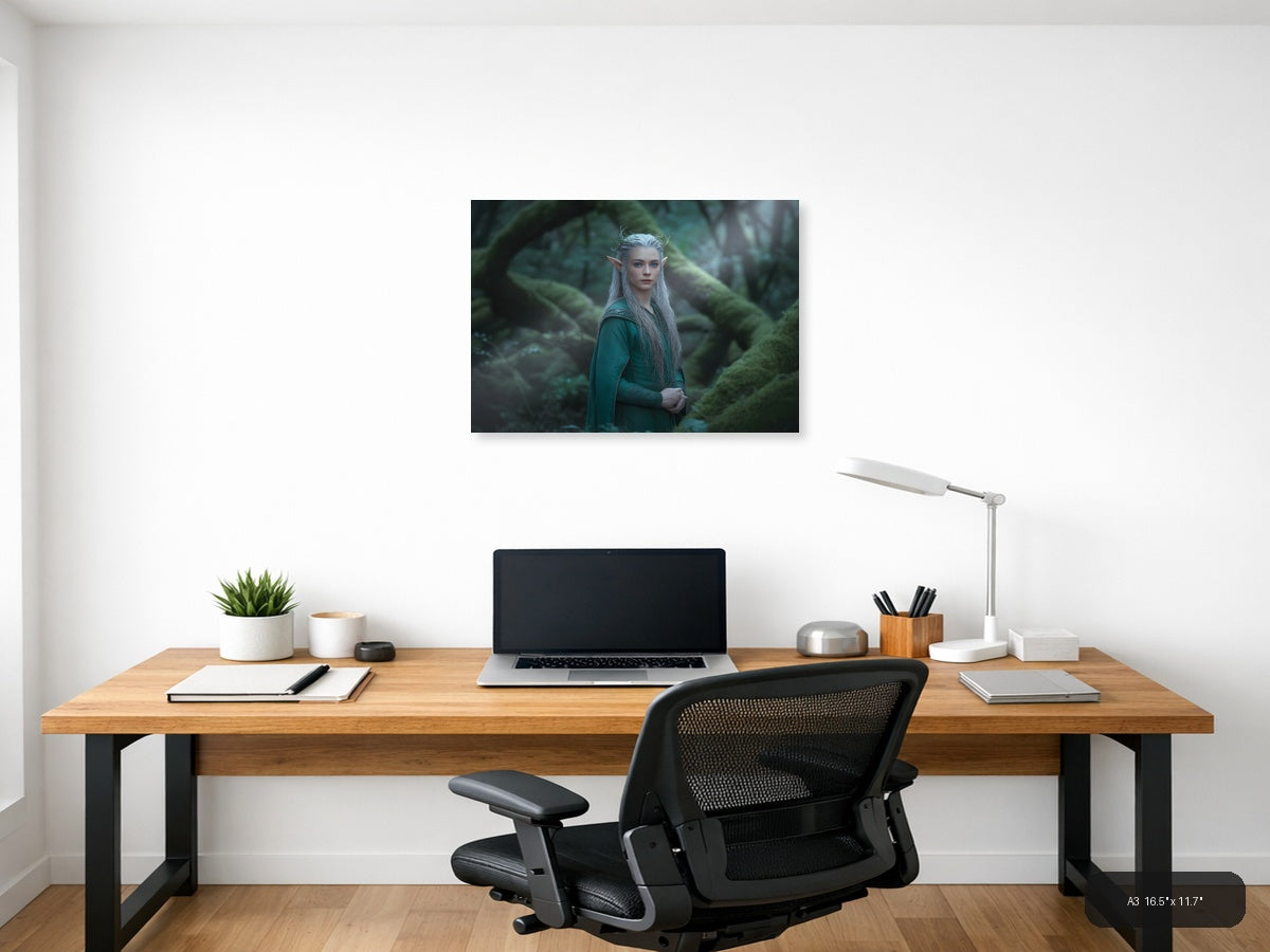 Fantasy Elf Portrait in Enchanted Forest Photography Wall Art — A3 / Office