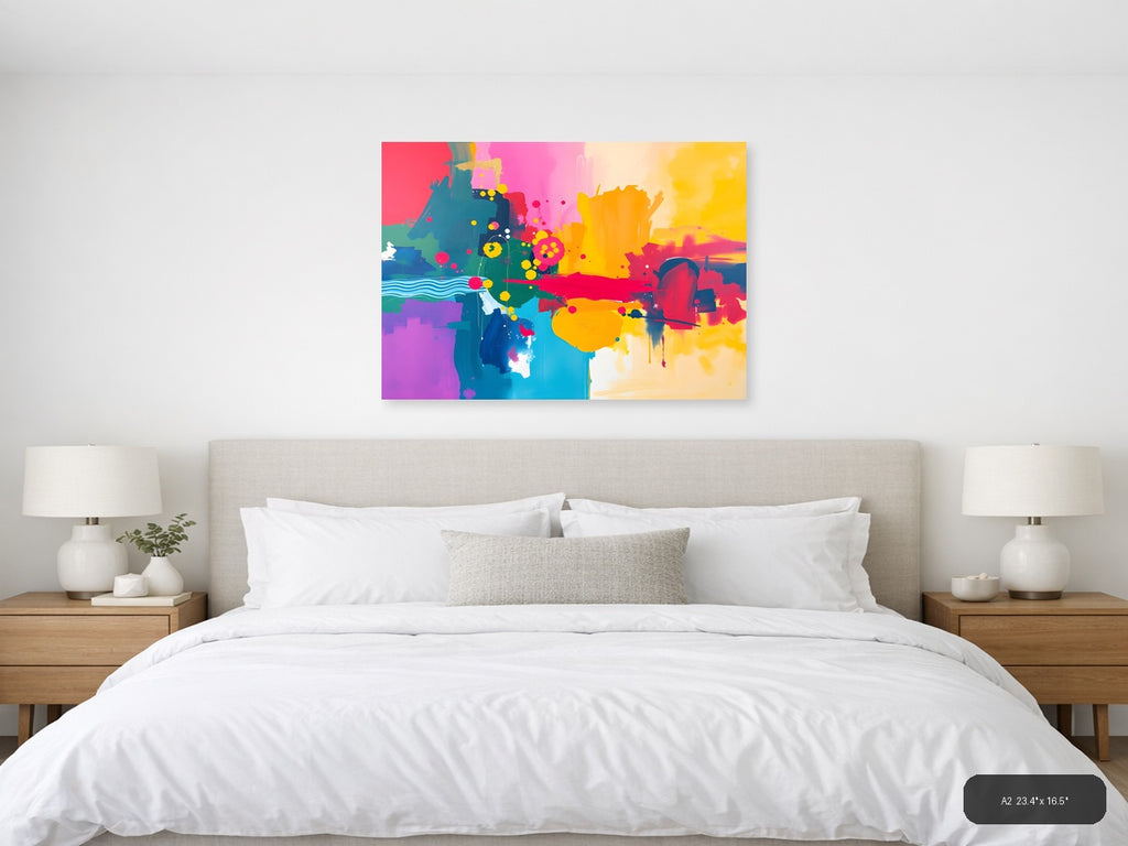 Vibrant Abstract Landscape Colorful Modern Wall Art — A2 / Bedroom