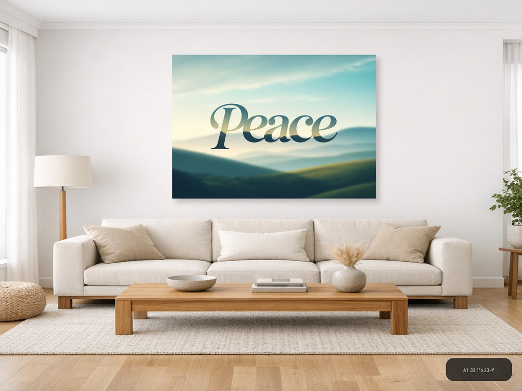 Peace Typography Landscape Mountain Wall Art — A1 / Living Room