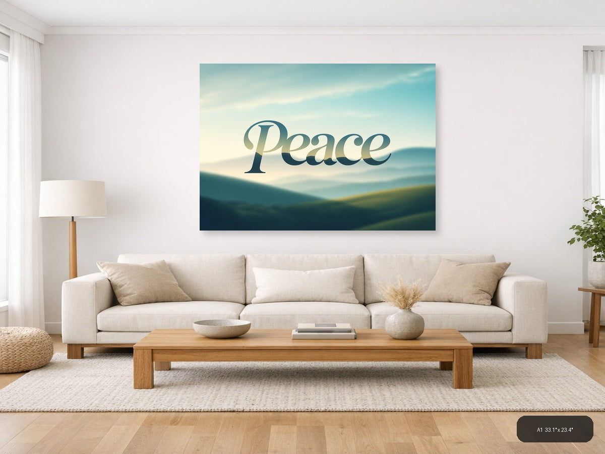 Peace Typography Landscape Mountain Wall Art — A1 / Living Room