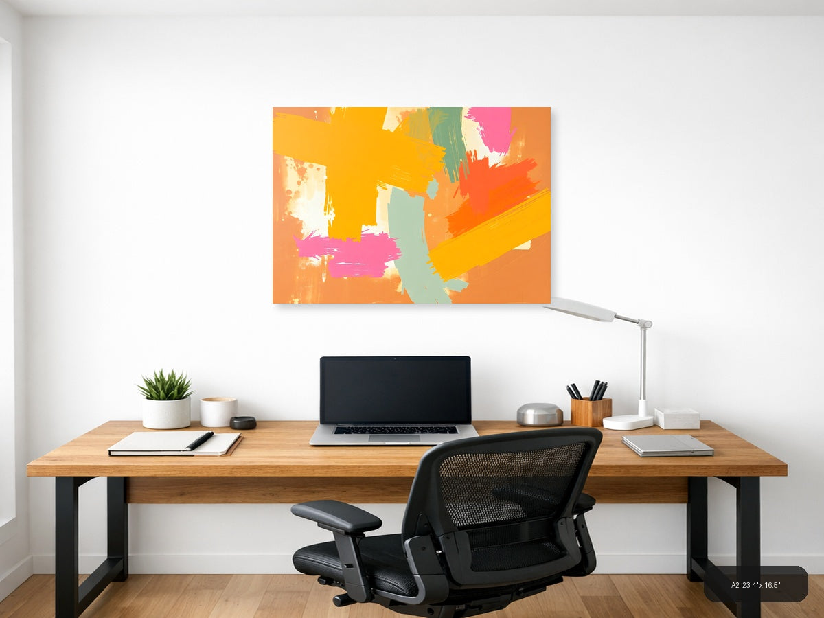 Vibrant Abstract Brushstrokes Modern Wall Art — A2 / Office