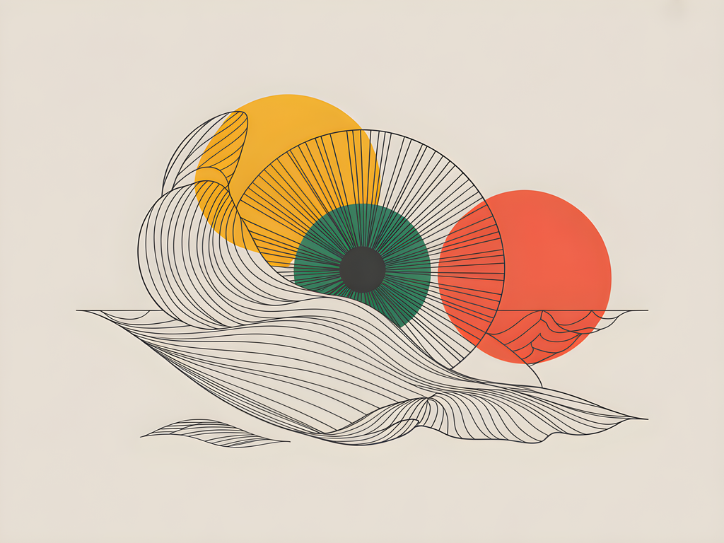 Abstract Eye Line Art with Colorful Circles Wall Art