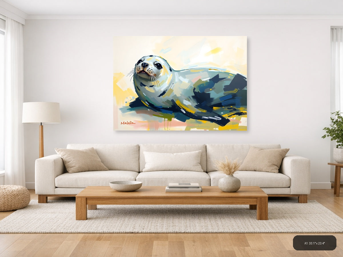 Abstract Seal Portrait - Modern Animal Wall Art — A1 / Living Room