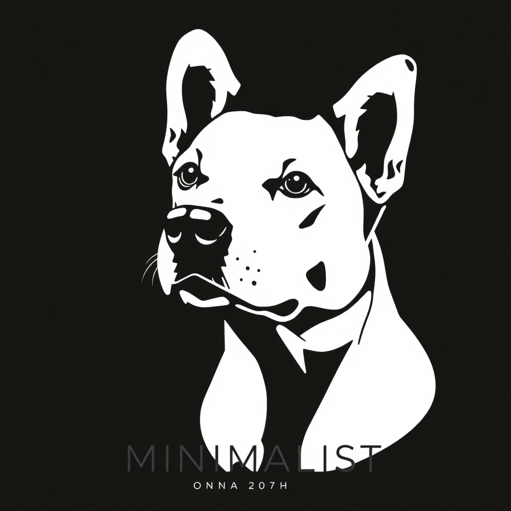 Minimalist Bull Terrier Portrait Black & White Wall Art
