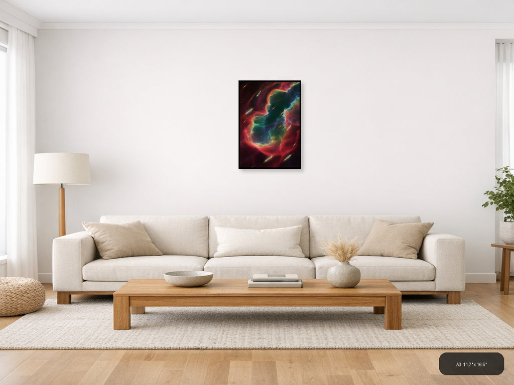 Vibrant Abstract Nebula Swirl - Colorful Modern Wall Art — A3 / Living Room