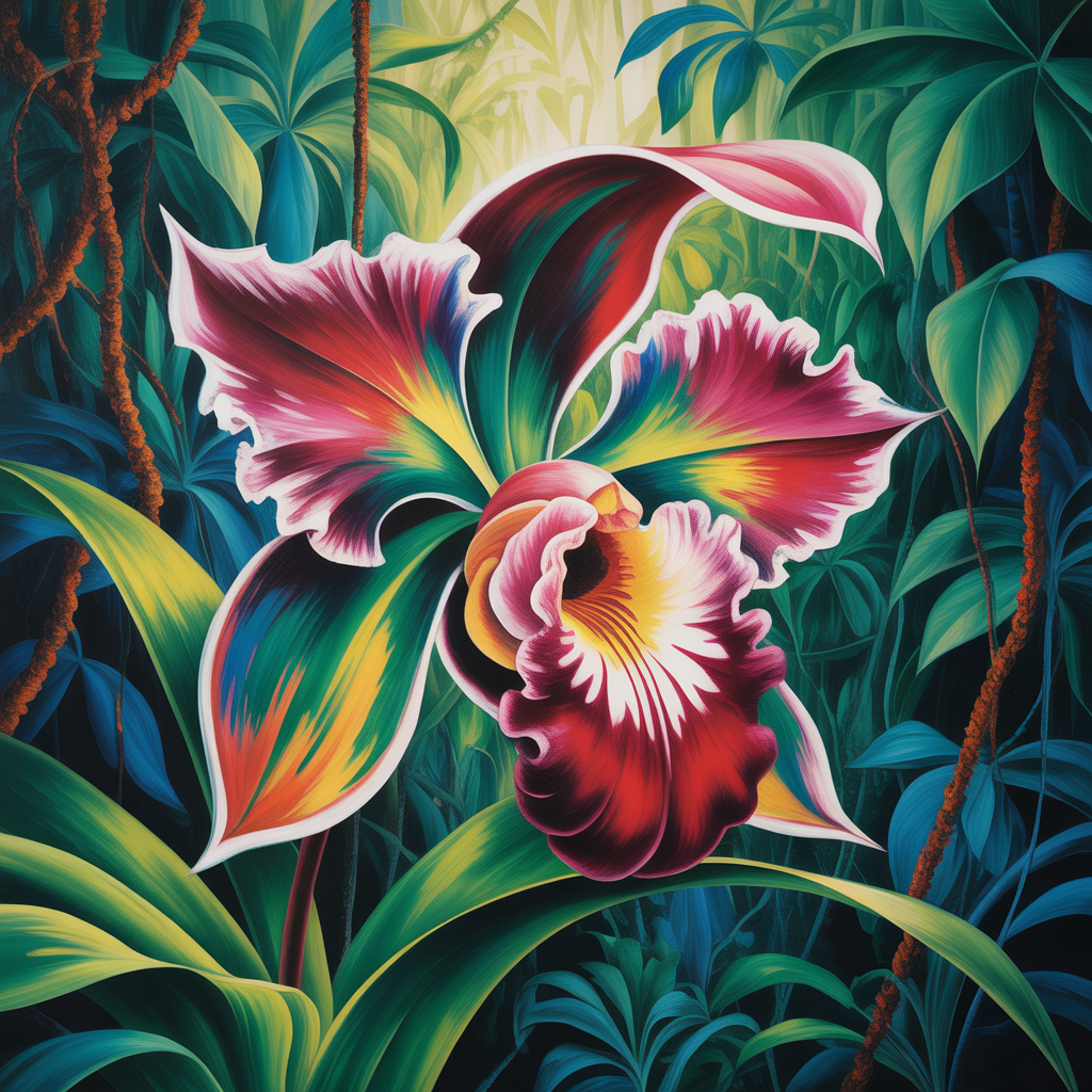 Vibrant Orchid Tropical Botanical Abstract Wall Art
