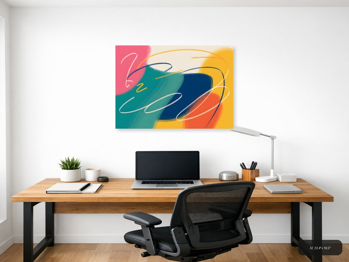 Colorful Abstract Brushstrokes Landscape Wall Art — A2 / Office