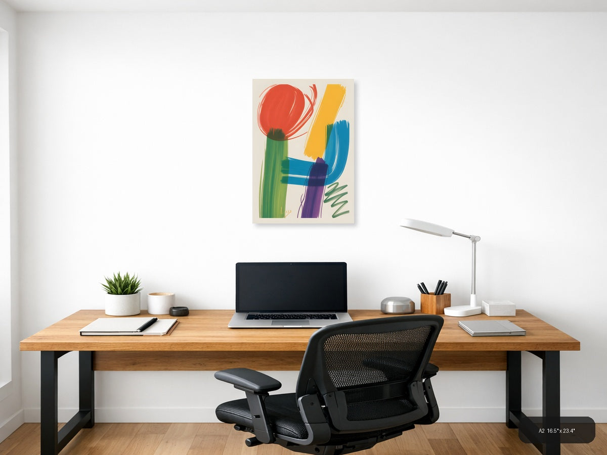 Colorful Abstract Botanical Portrait Wall Art — A2 / Office