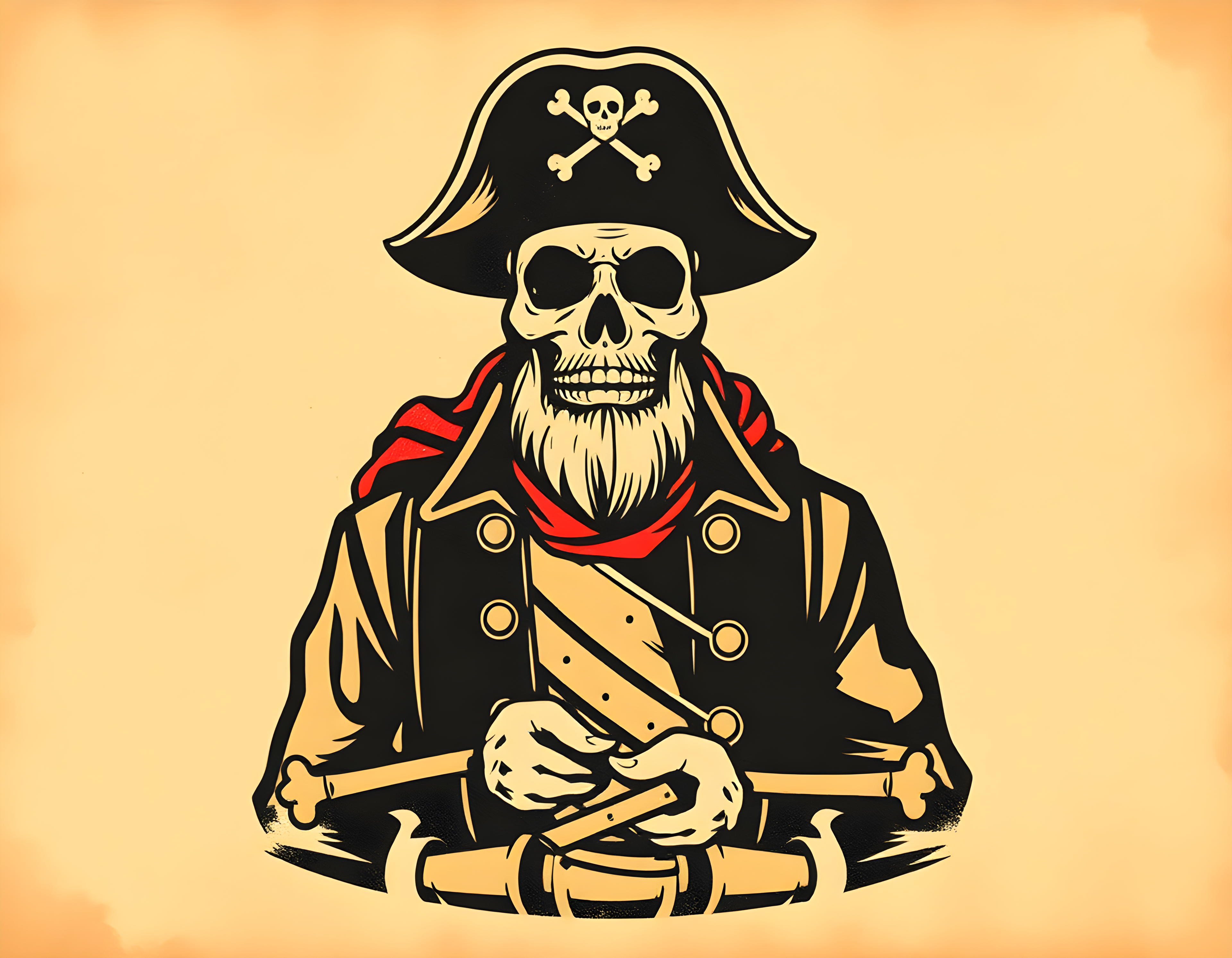 Vintage Pirate Skull Captain Skeleton Wall Art