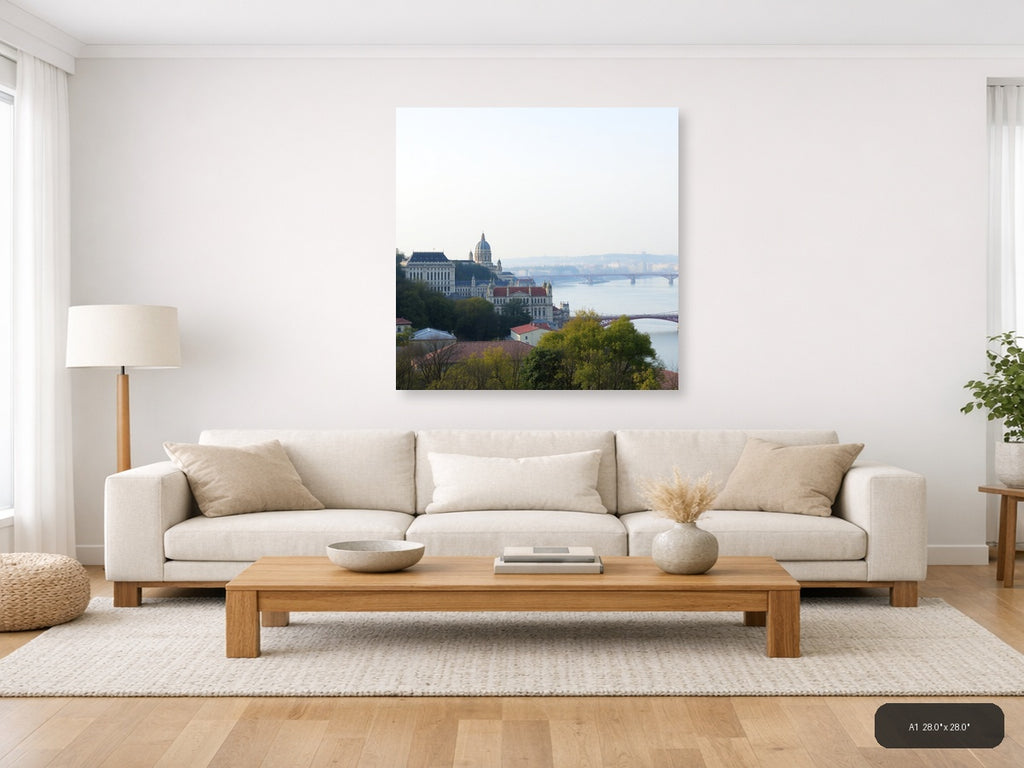 Budapest Danube River Cathedral Cityscape Minimalist Wall Art — A1 (Living Room)