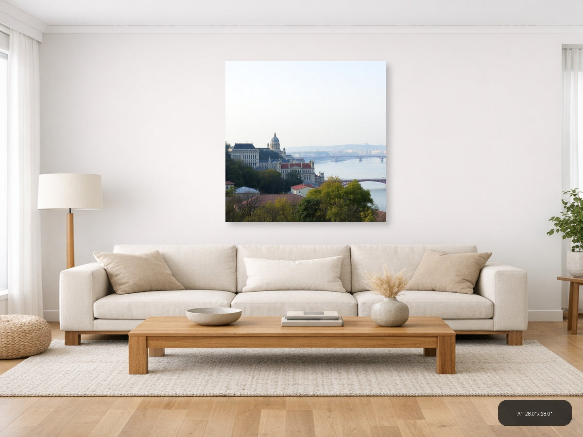 Budapest Danube River Cathedral Cityscape Minimalist Wall Art — A1 (Living Room)