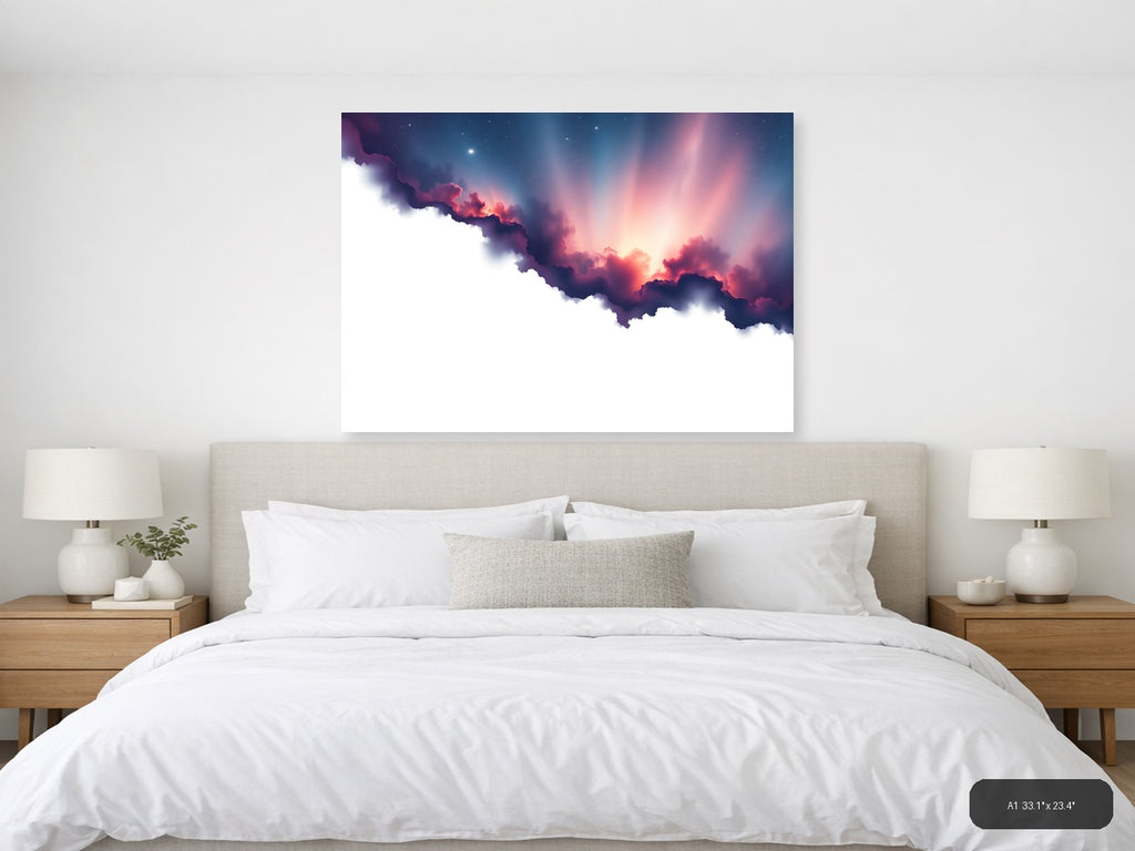 Cosmic Nebula Cloud Minimalist Landscape Wall Art — A1 / Bedroom