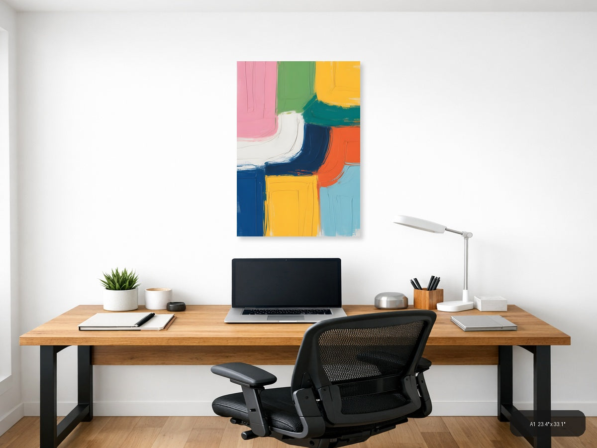 Colorful Abstract Geometric Blocks Modern Wall Art — A1 / Office