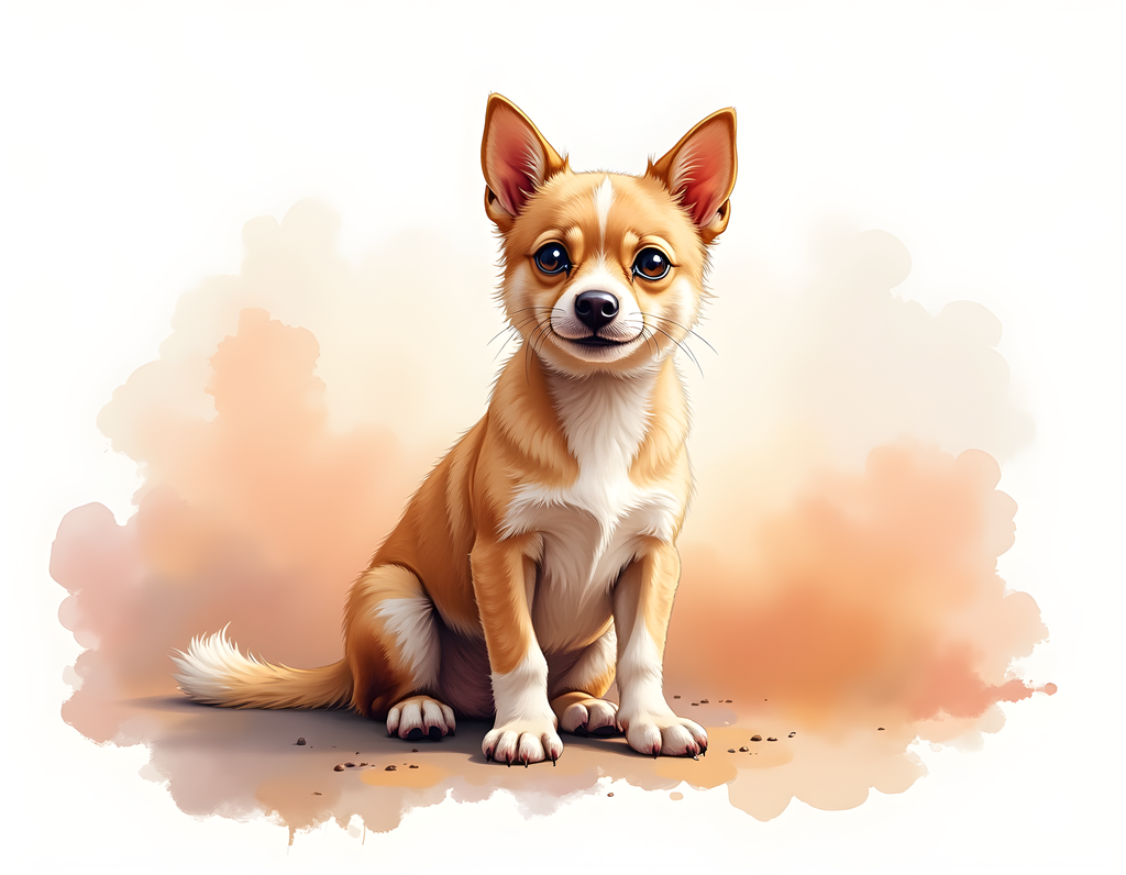 Cute Chihuahua Watercolor Portrait Wall Art