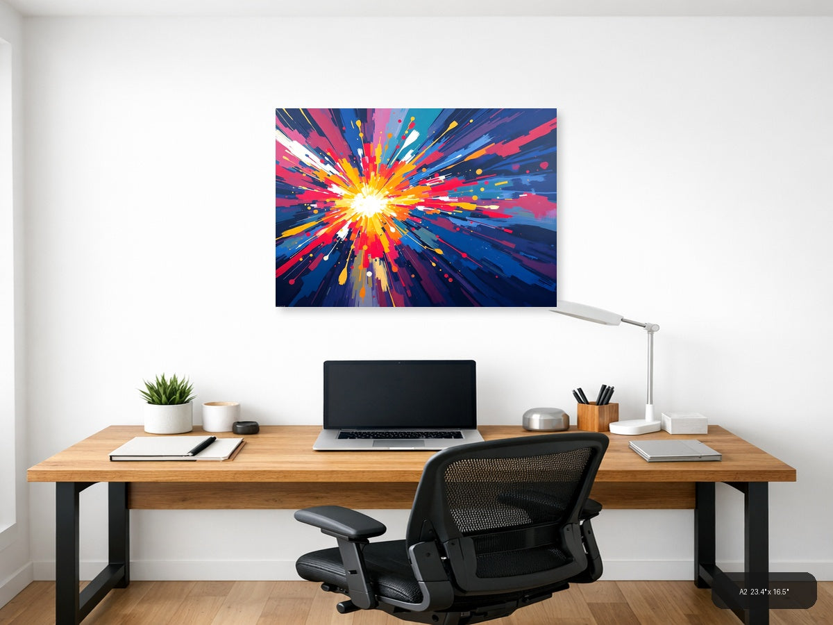 Vibrant Radiant Burst Abstract Explosion Wall Art — A2 / Office
