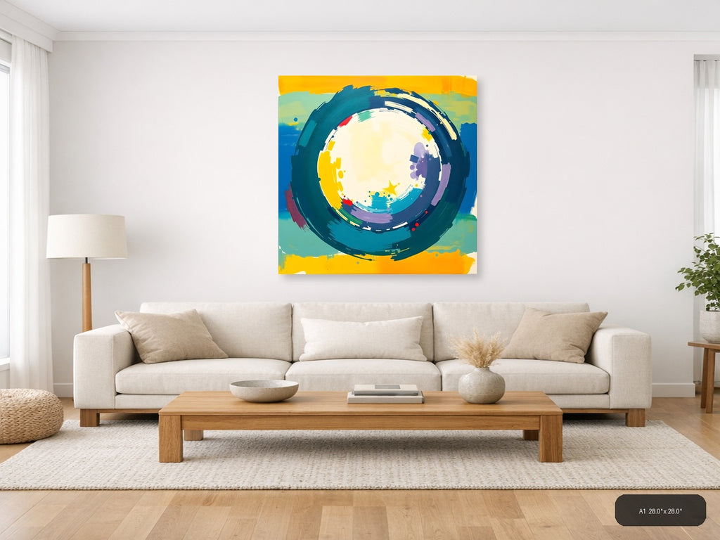 Colorful Abstract Circle with Star - Modern Wall Art — A1 / Living Room