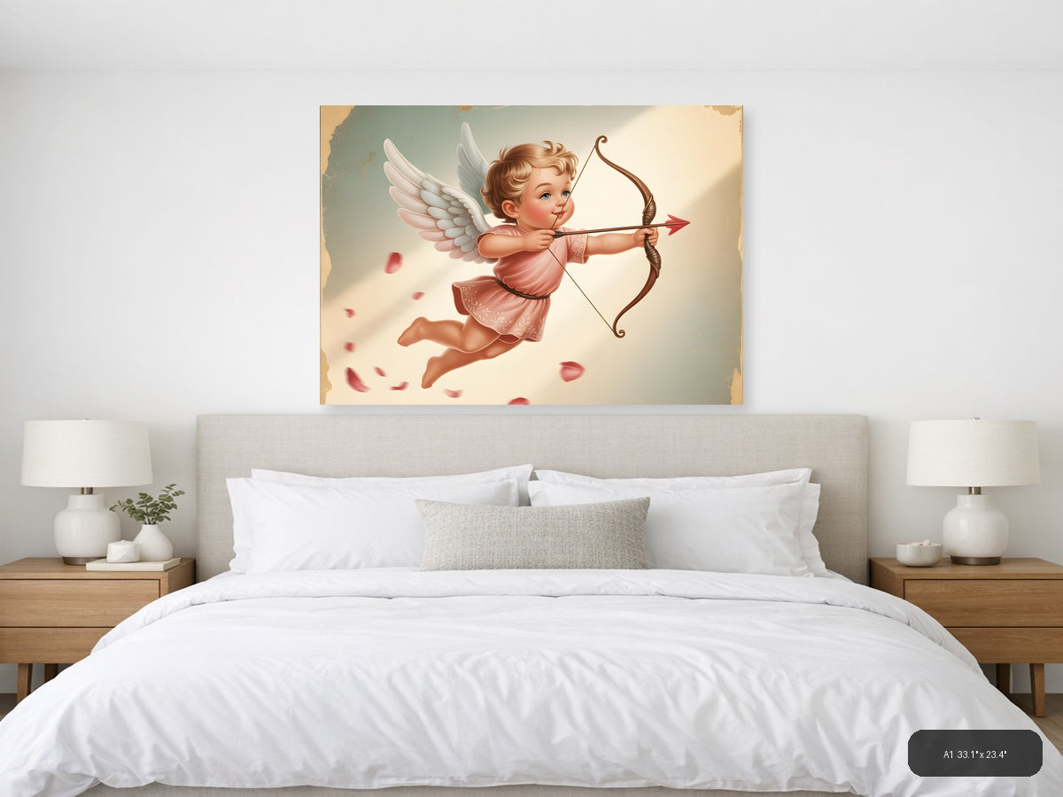Vintage Cupid with Bow and Arrow Wall Art — A1 / Bedroom