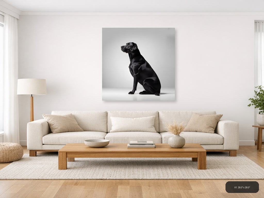 Black Labrador Minimalist Portrait Wall Art — A1 / Living Room