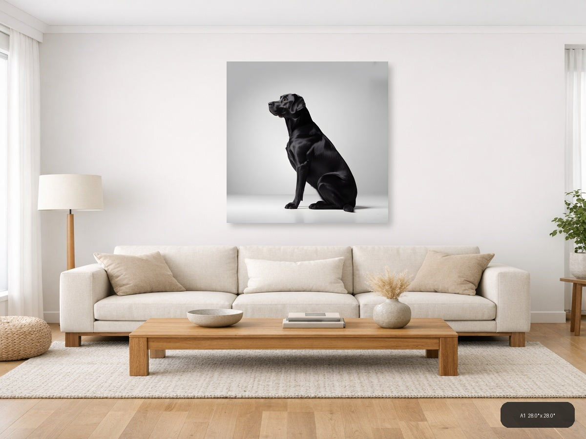 Black Labrador Minimalist Portrait Wall Art — A1 / Living Room