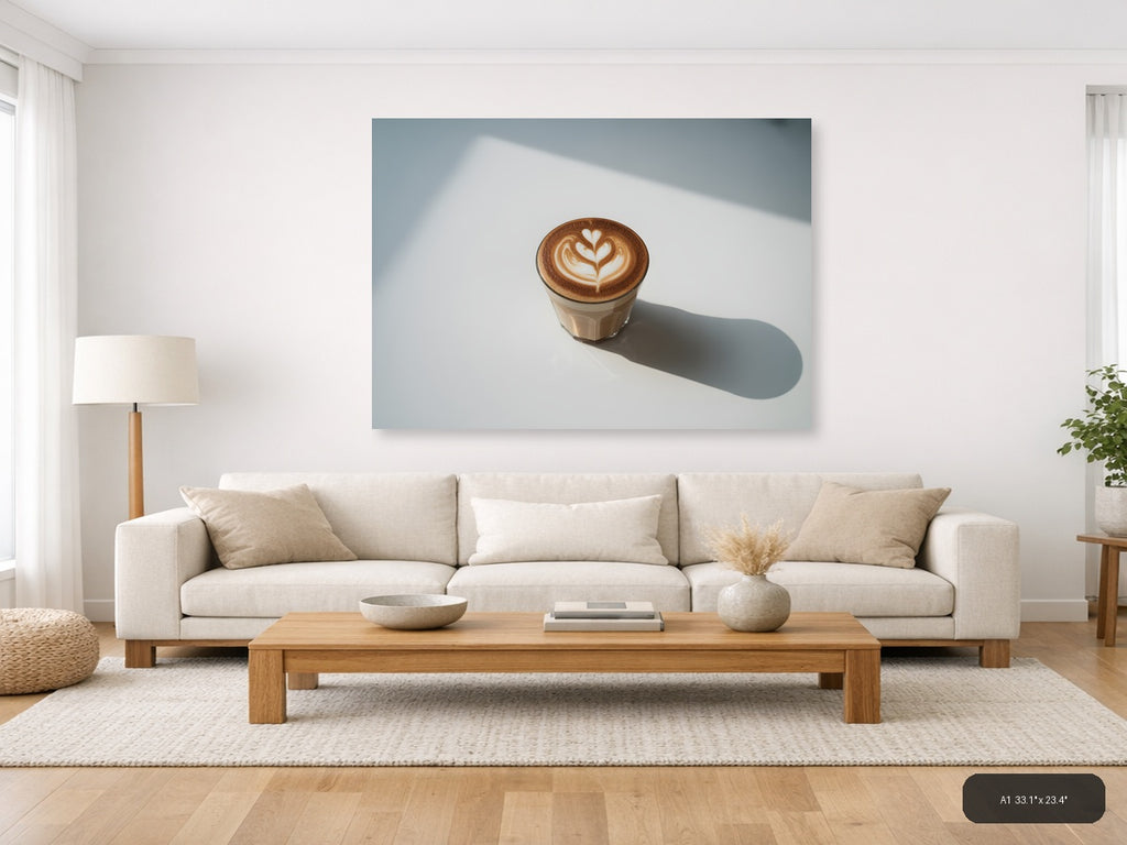 Minimalist Latte Art Coffee Cup Wall Art — A1 / Living Room