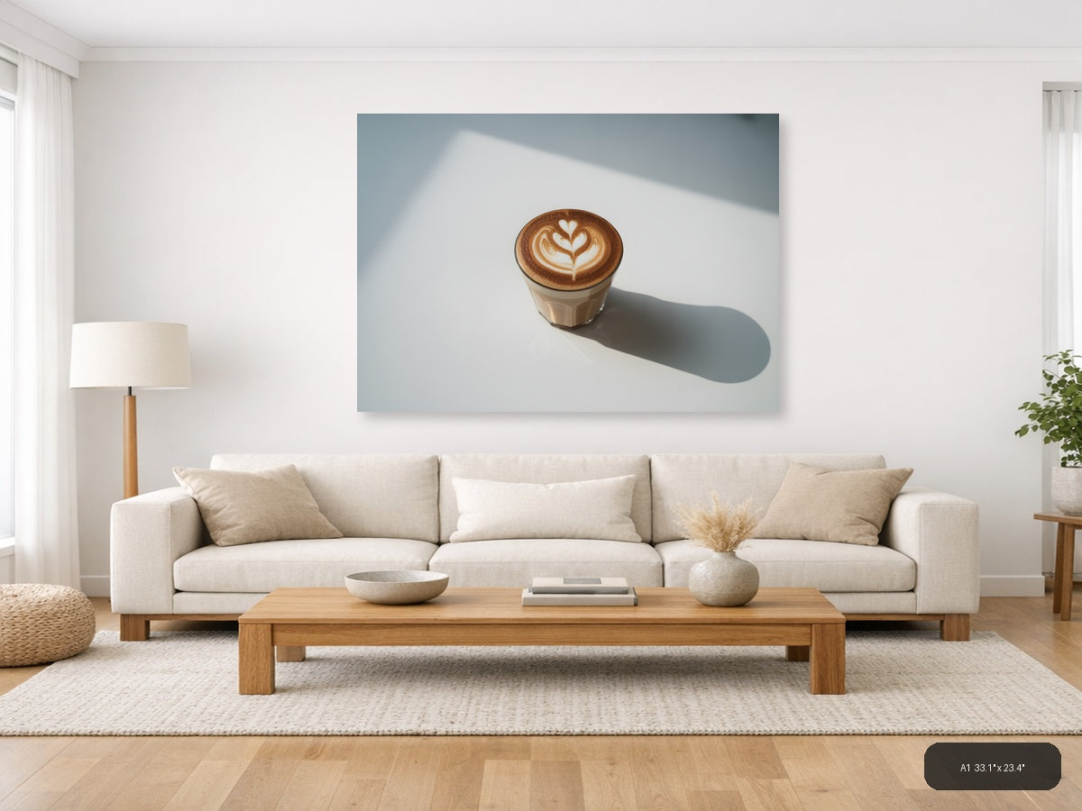 Minimalist Latte Art Coffee Cup Wall Art — A1 / Living Room