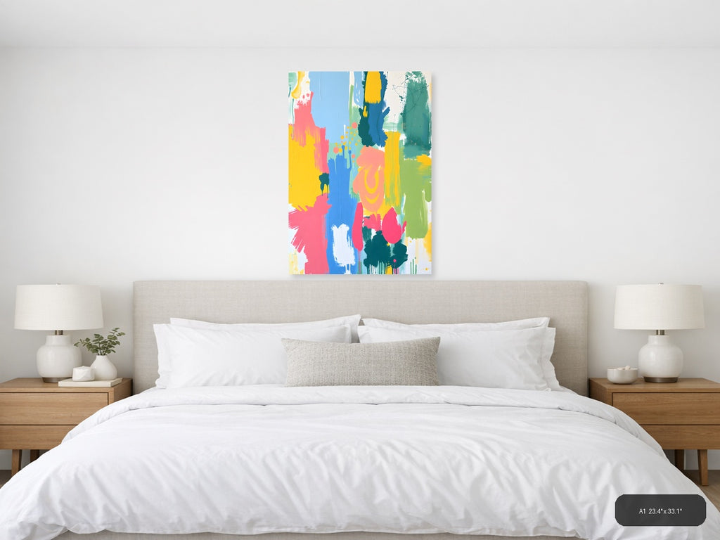 Vibrant Abstract Brushstrokes Colorful Modern Wall Art — A1 / Bedroom