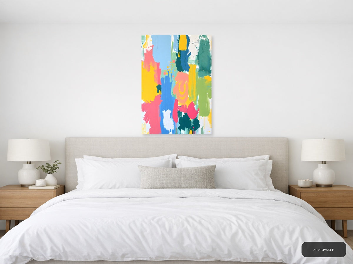 Vibrant Abstract Brushstrokes Colorful Modern Wall Art — A1 / Bedroom