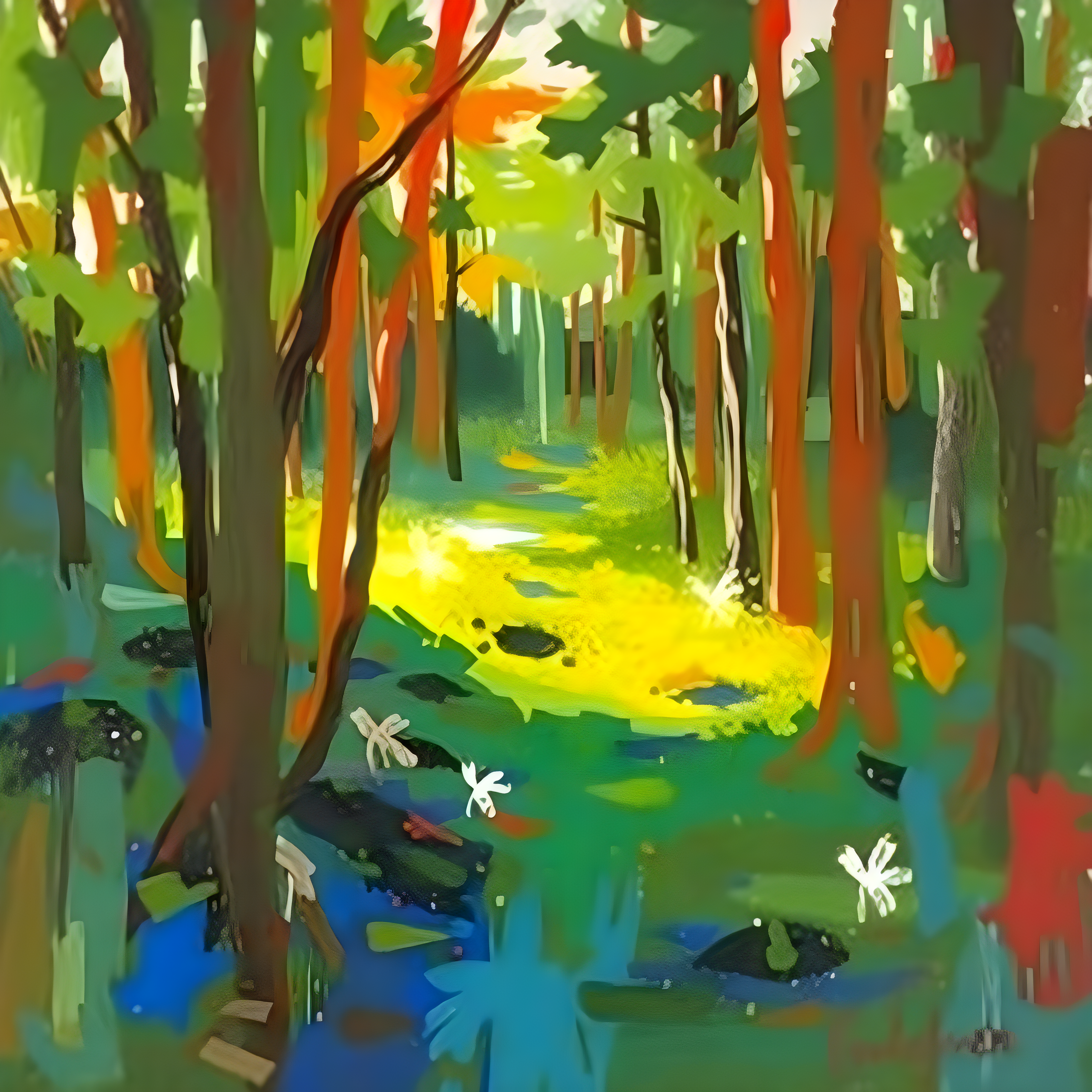 Forest Stream Abstract Canvas Wall Art