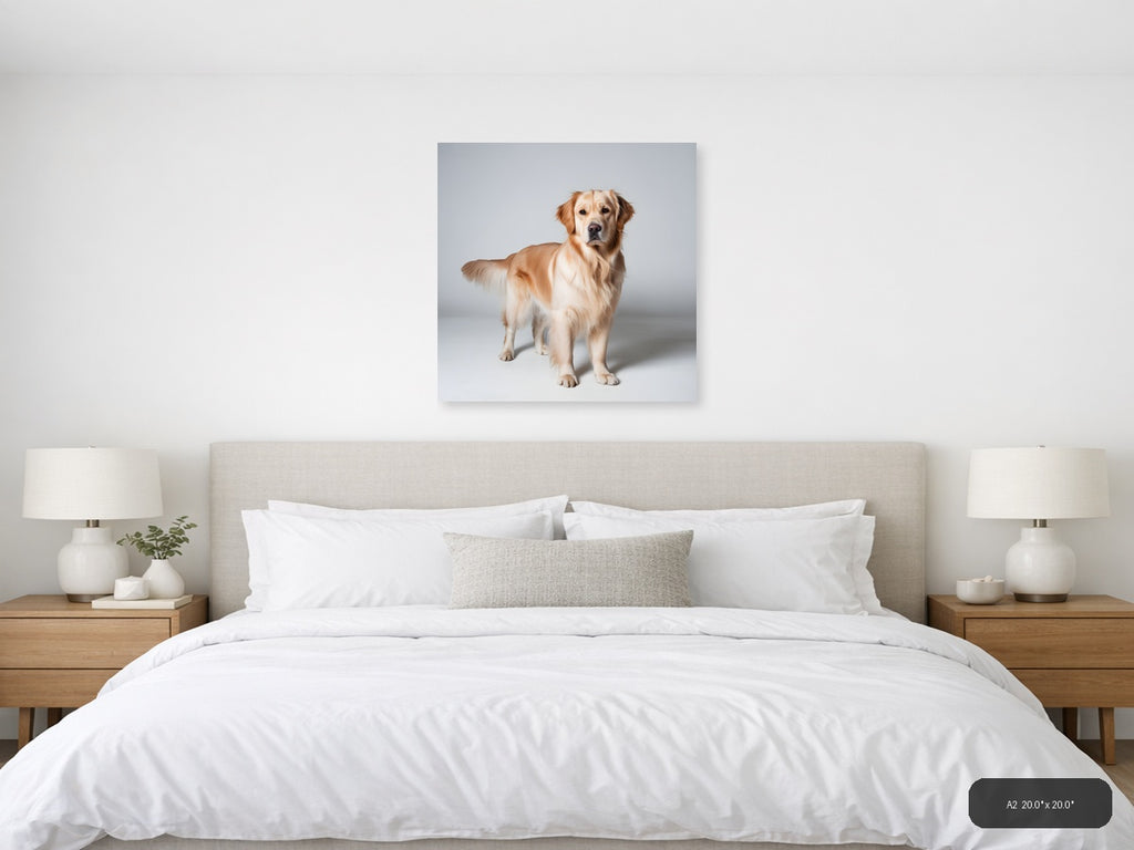 Golden Retriever Portrait Minimalist Wall Art — A2 / Bedroom